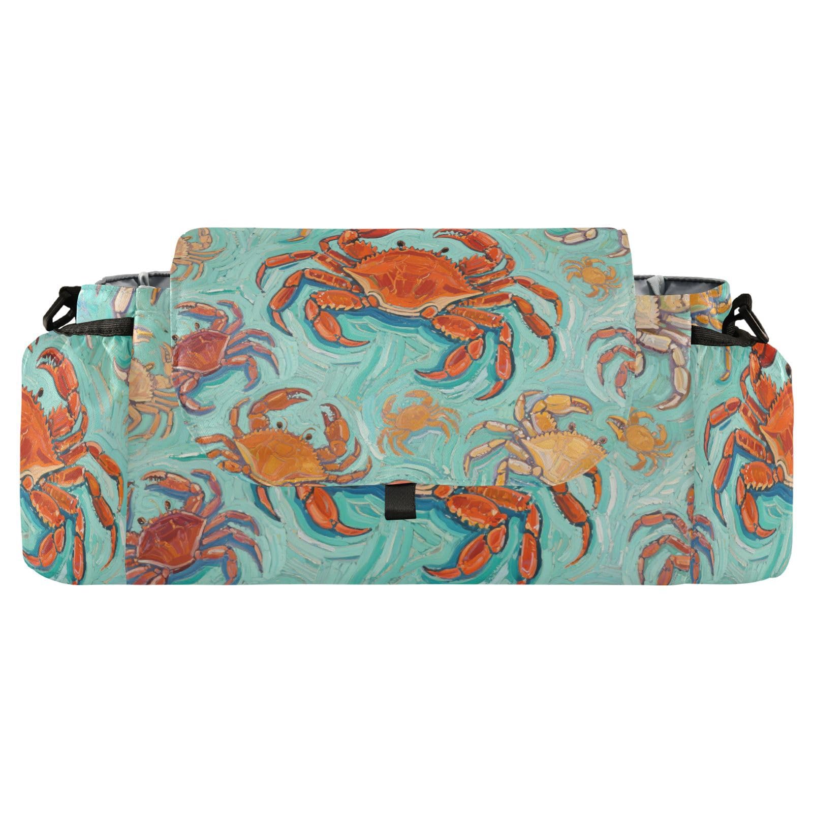 miaozhen Art Painting Green Crab stroller caddy organizer with cup holder large caddy magic sticker accesorios para coche de accesorios para bebé