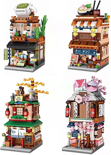 ELAICREE Vista de calle japonesa Izakaya Shop Mini bloques de construcción, arquitectura creativa de simulación de bricolaje MOC, 789 piezas de mini