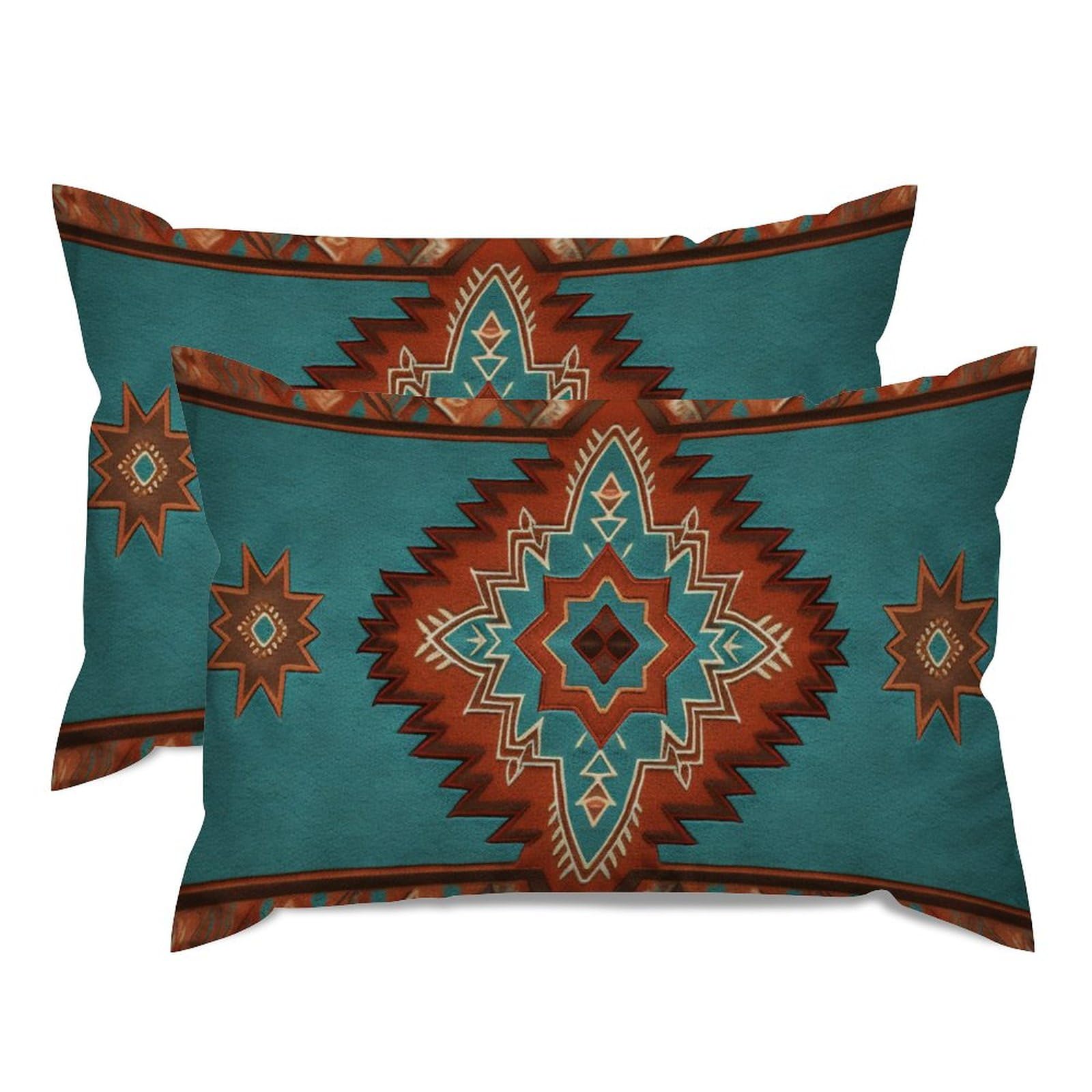 Coussin lombaire ethnique en coton et lin 50x75 cm pour canapé lit et chaise de salon