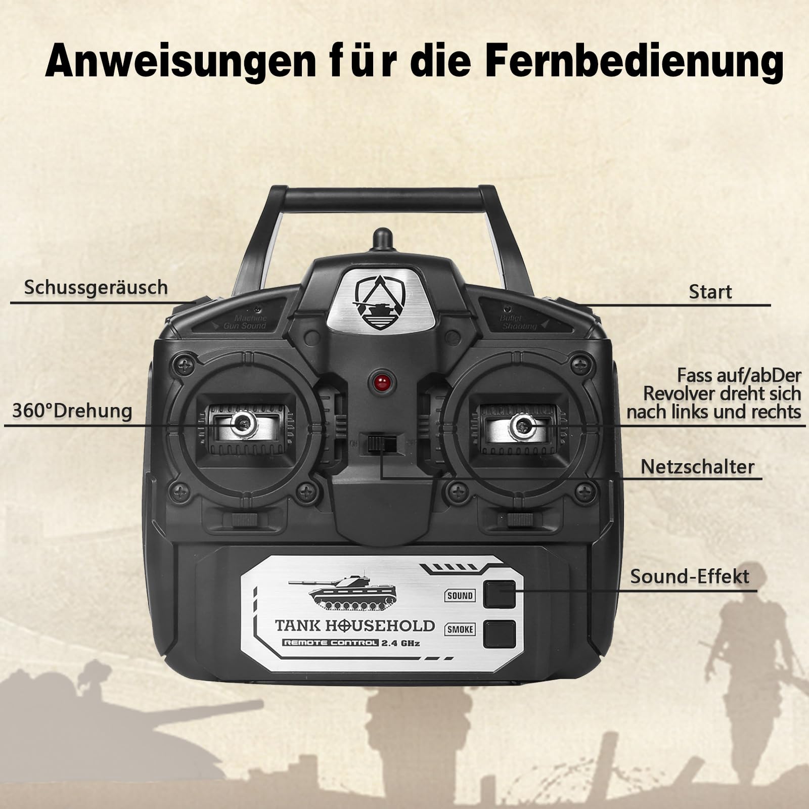 1/18 RC Tanque, M412 Main Main Control Remoto Panzer-Modellspielzeug 15CH Battle Army Tank Licht Humo Sound,Militares RC Vehículo para adultos y niños que dispara BBS y bombas de agua