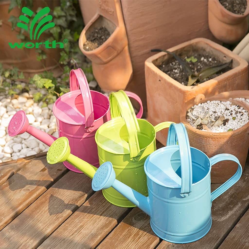 Regadera Riego Puede Lamento de Hierro liviano Acero de Acero regado de regadera, Mango Superior y Acentos de Cobre Azul Verde Azul Regar Plantas pequeñas (Color : Blue)