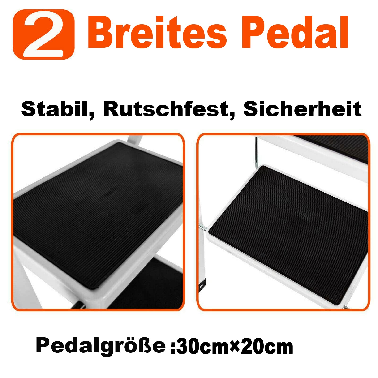Escabeau pliable en acier à 4 marches antidérapantes - Léger - Pour cuisine - Charge maximale : 150 kg