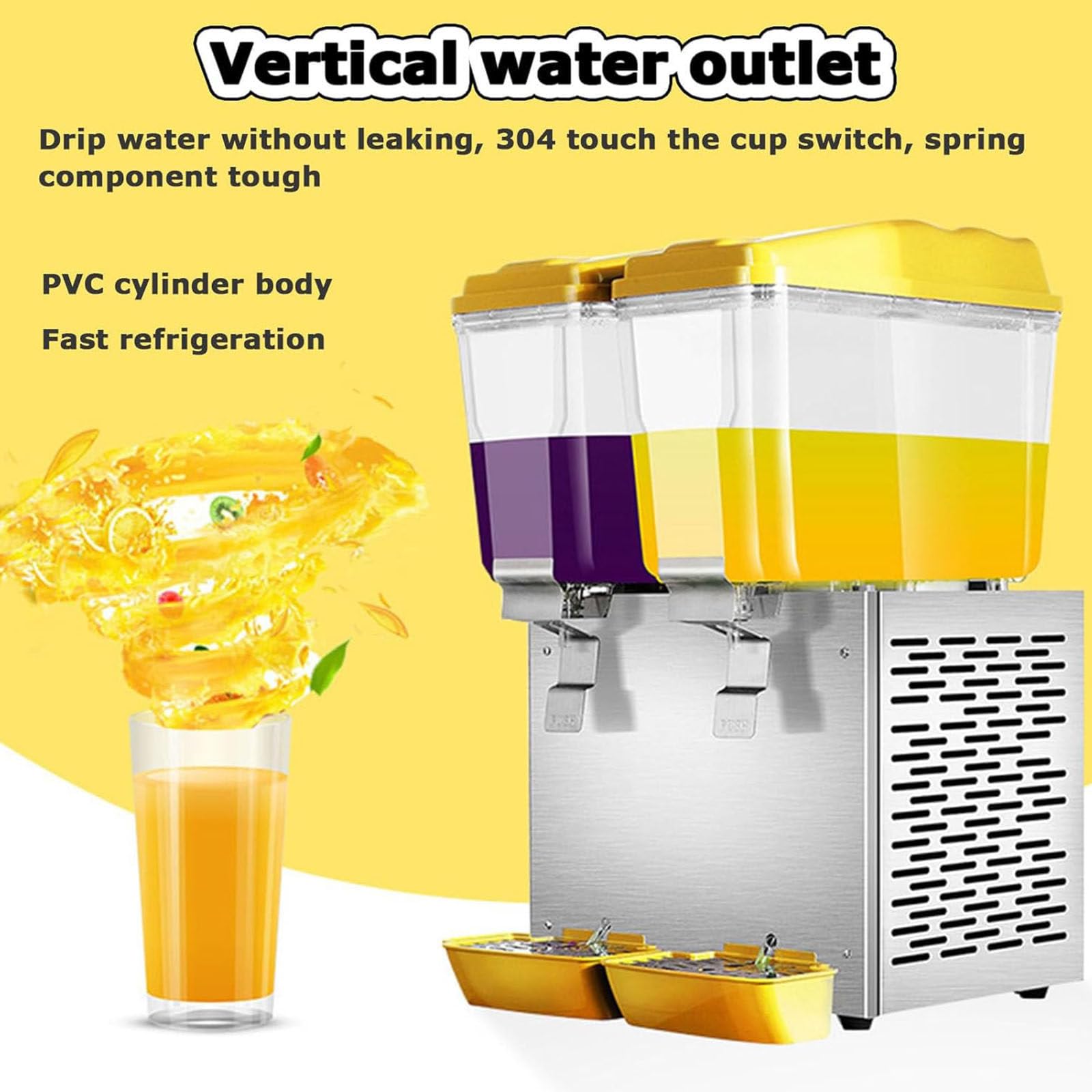 Distributore di bevande commerciali, distributore automatico di bevande calde e fredde, dispenser per succhi in acciaio inox resistente, adatto per colazione, buffet, bar, hotel