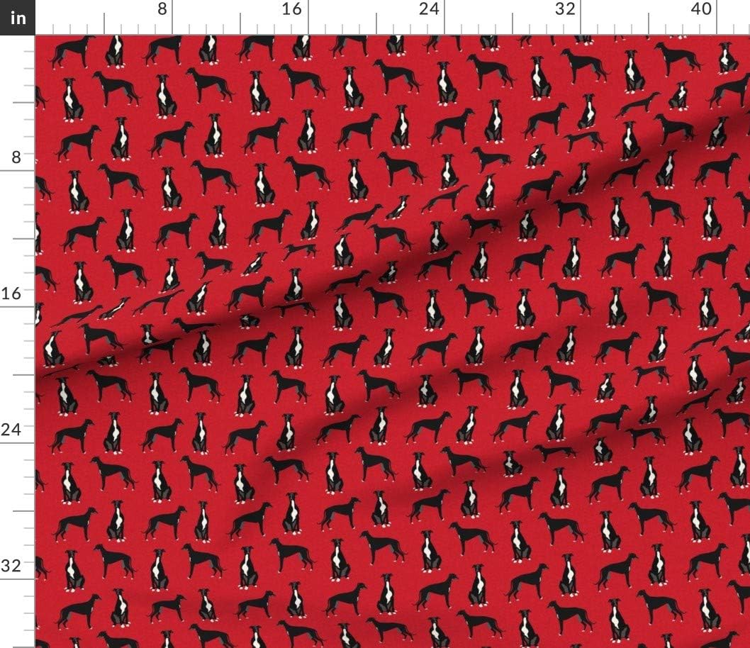 Spoonflower Fabric - Greyhound Black Pet Quilt Coordinate Nursery Dogs Greyhounds Portrait Printed on Petal Signature Cotton Fabric by The Yard - Sewing Quilting Apparel Crafts Decor