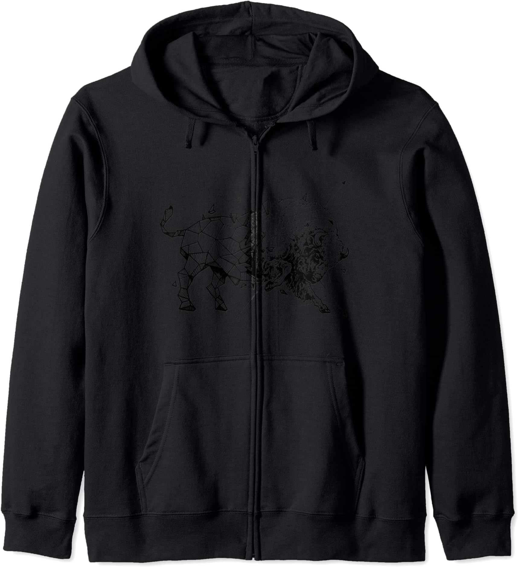 Geometrical Bizon Design Zip Hoodie