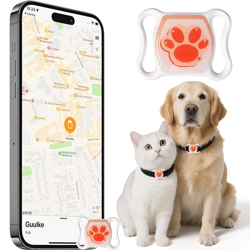 Rastreador GPS para Cães com Coleira Ajustável, Memória Interna e Resistência à Água IOYDC GF11