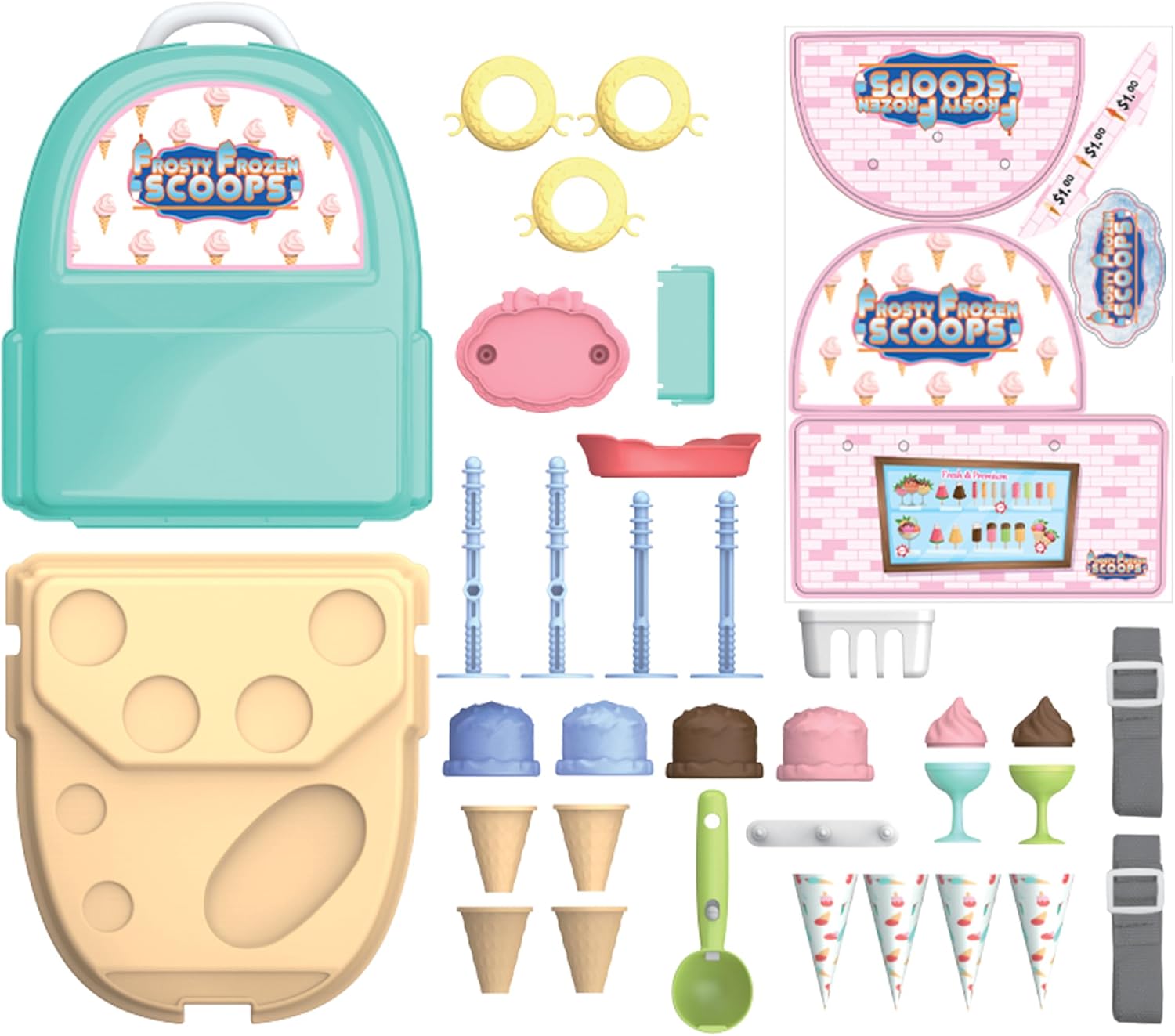 Ice Cream Store Playset with 34 Pieces by Hobbytron