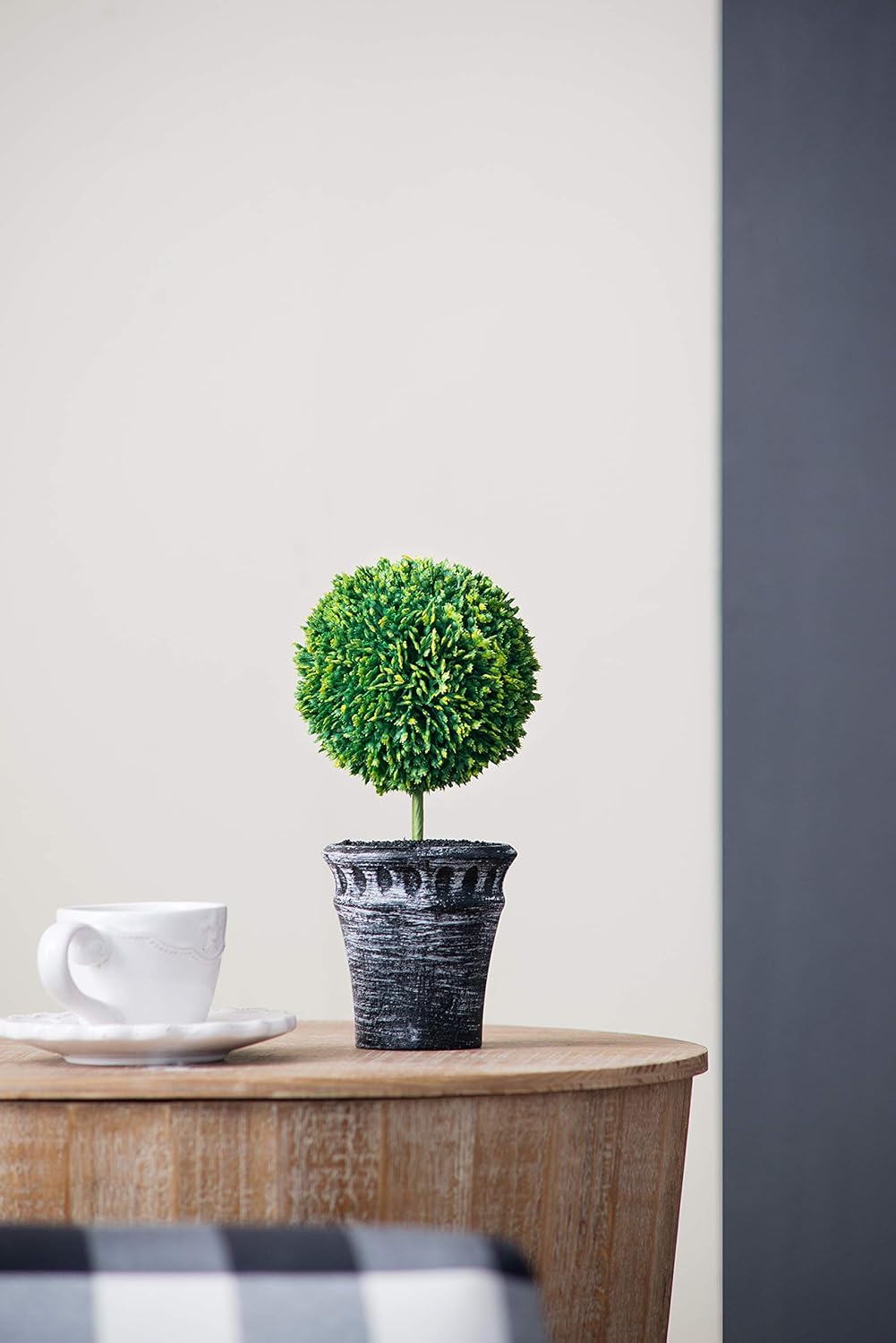A&B 29570-BLAC-AB S/2 D4x9.5 Mini Fauxtopiaries, Black Pot