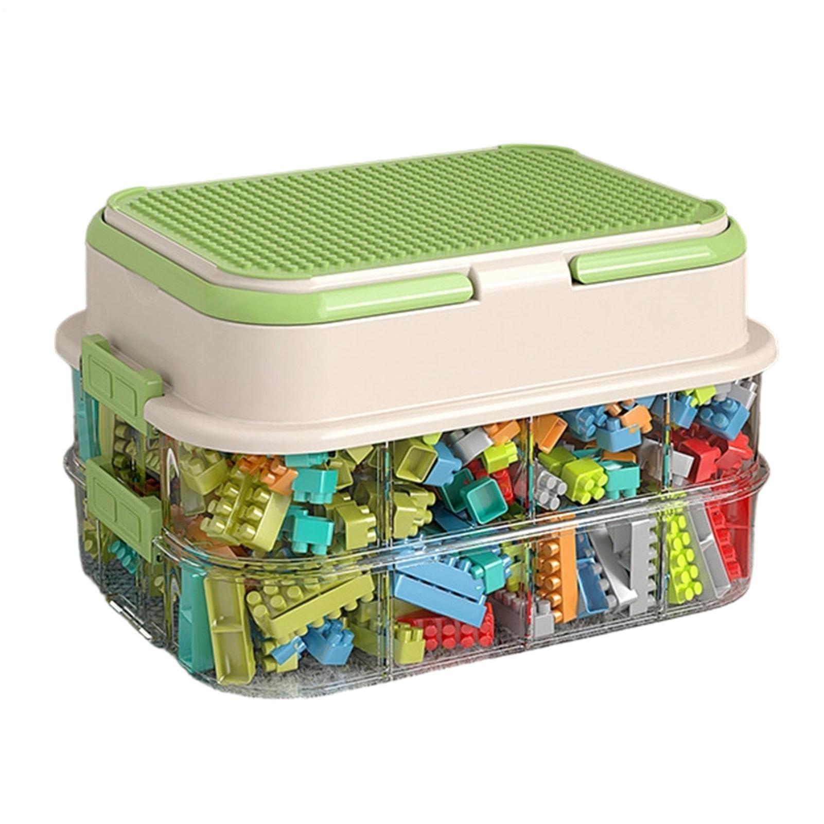 Baustein-Aufbewahrungsbox | Transparente 3-lagige Spielzeugbox | Bauklötze-Organizer | für Eltern Mütter Spielzimmer Kita Vorschule Kindergarten Zuhause Wohnung Wohnzimmer Keller Schlafzimmer
