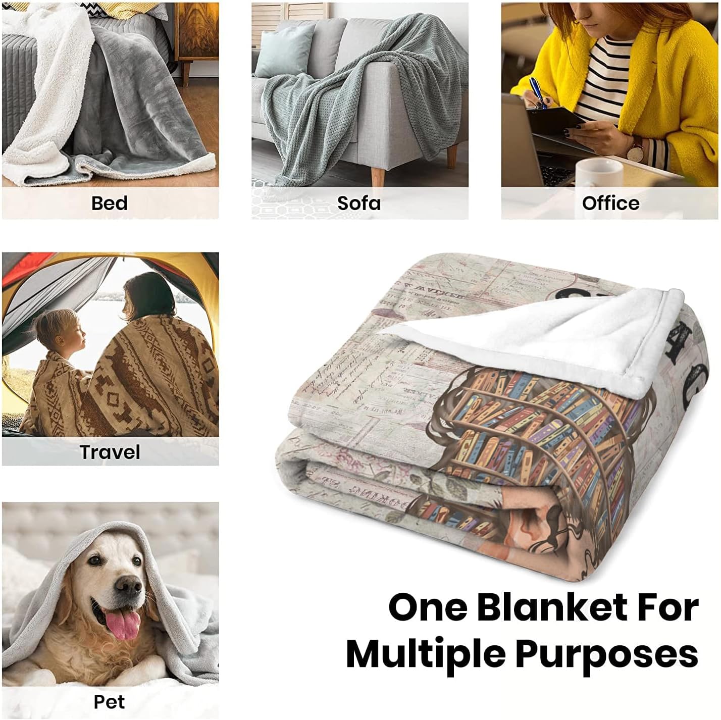 Customized Reading Blanket and Throw Book Lovers, Daughter Gifts, Cozy Throw for All Season (and She Live Happily) - Image 6