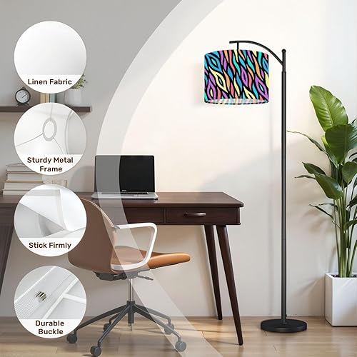 Miniatura 4 de Lamp Shades Set of 2 Colorful abstract zebra seamless Neon lines black Rainbow stripes Drum lampshades for Floor Lamps Table Lamps Pendant Light
