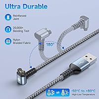 Vista 3 de Garmin - Cable cargador de reloj en ángulo recto [2 unidades, 4 pies] compatible con Garmin Fenix 5 5S 5X 6 6S 6X Plus Pro 7 7S 7X 8, Forerunner 945