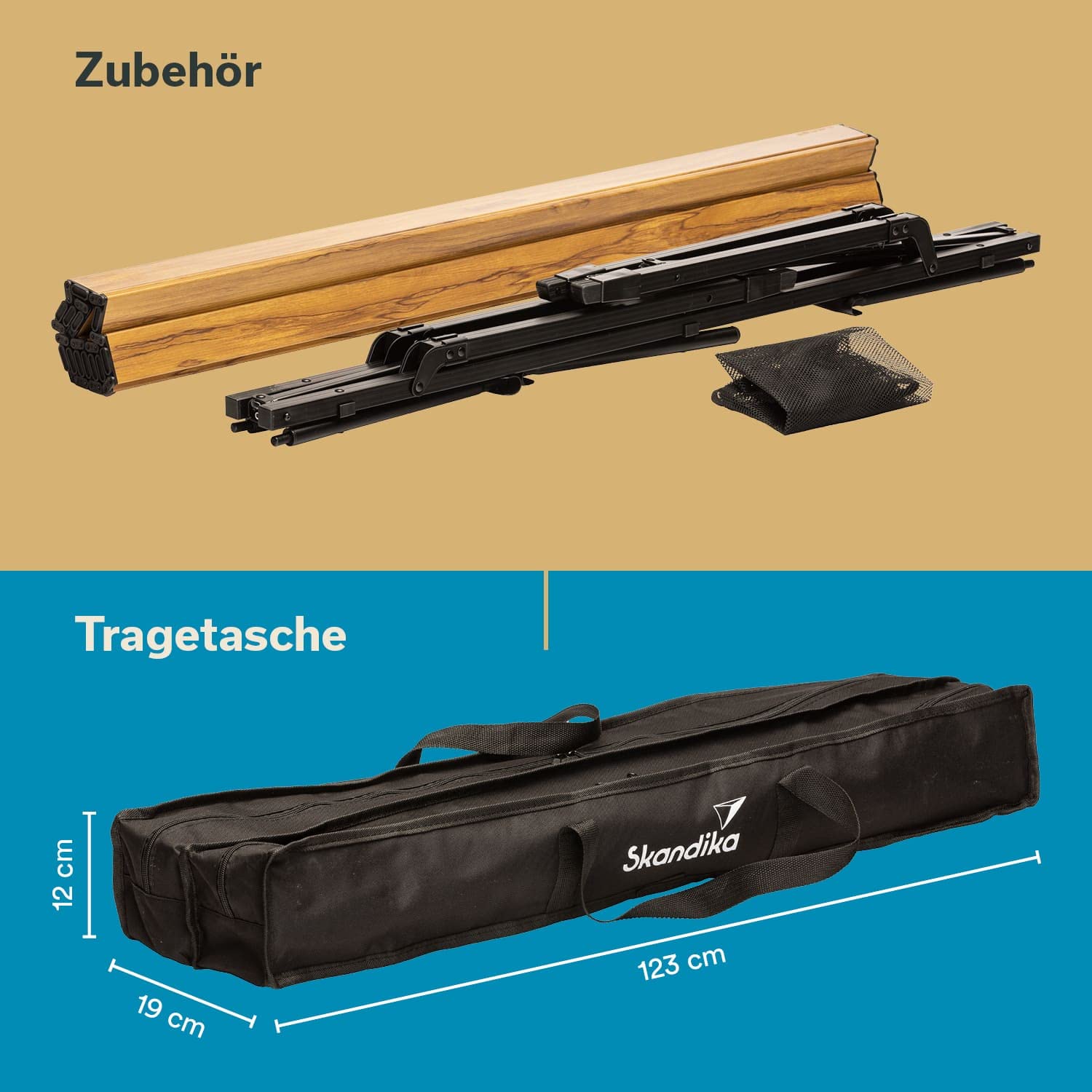 Skandika Campingtisch Jamsa | Aluminium Klapptisch, klappbar, höhenverstellbar, mit Netzablage, 6,1 kg leicht, bis 50 kg belastbar, 120 x 70 cm Tischplatte, wetterfest | Klapptisch für Camping, Garten