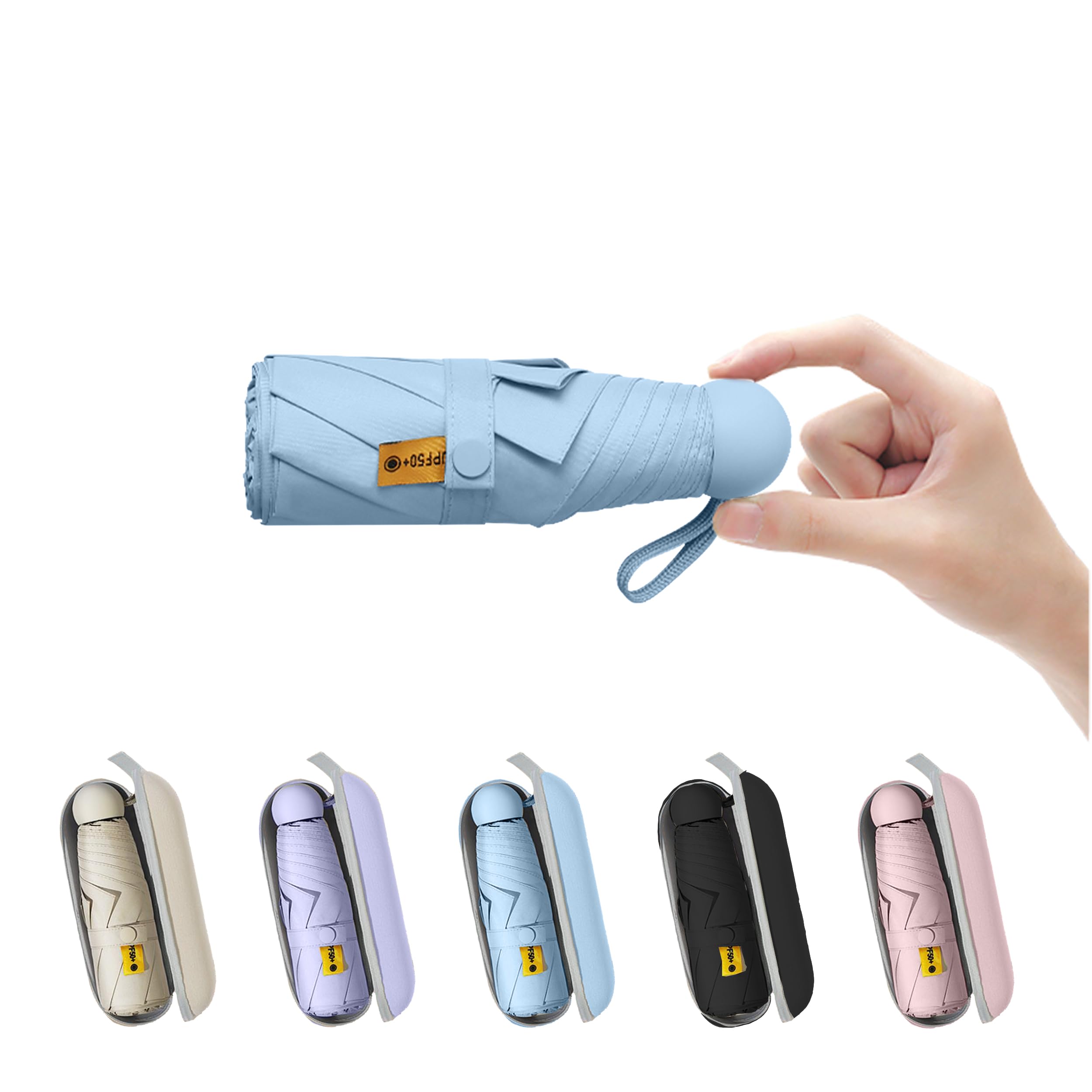 Travel Mini Umbrella for Purse with Case-Small Compact UV Umbrella Protection Sun-Lightweight Tiny Pocket Umbrella with Case for Women, Girls-image-40