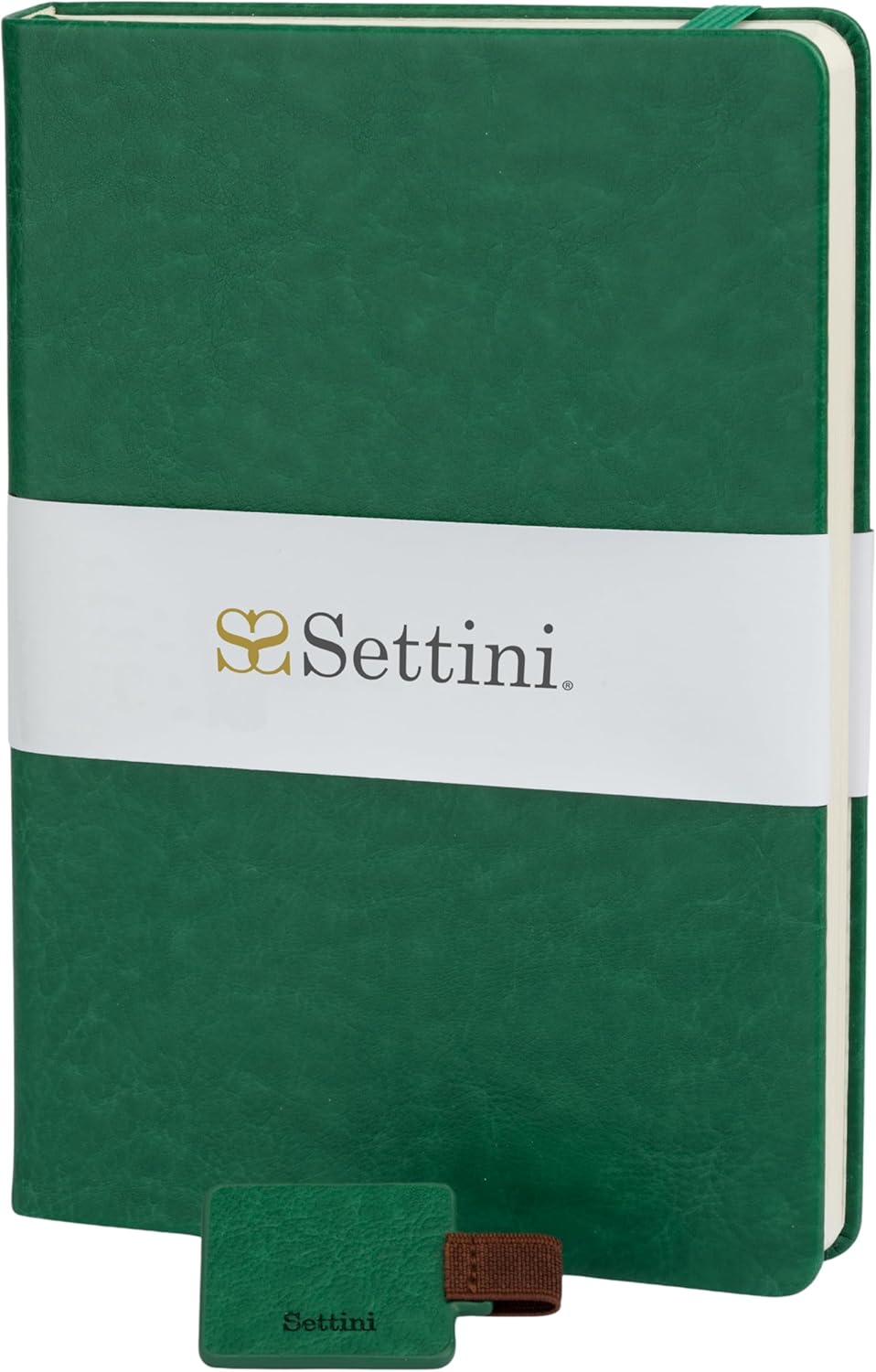 SETTINI Journal Notebook for Writing, Vegan Leather Hardcover Notebook - Pen loop, Back Pockets & Lay-Flat design, 120 GSM A5 College ruled Bleed free Paper, Gift Set for Men and Women, Emerald Green - Leather Journal for Men