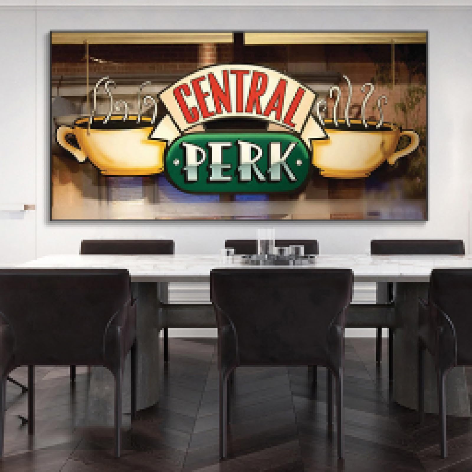 LSYALUCK Immagini Caffè Pittura su tela Amici Serie TV Poster e stampe Immagine scandinava di arte della parete per soggiorno Cuadros Decor 60x120 cm (24x47 pollici) cornice interna