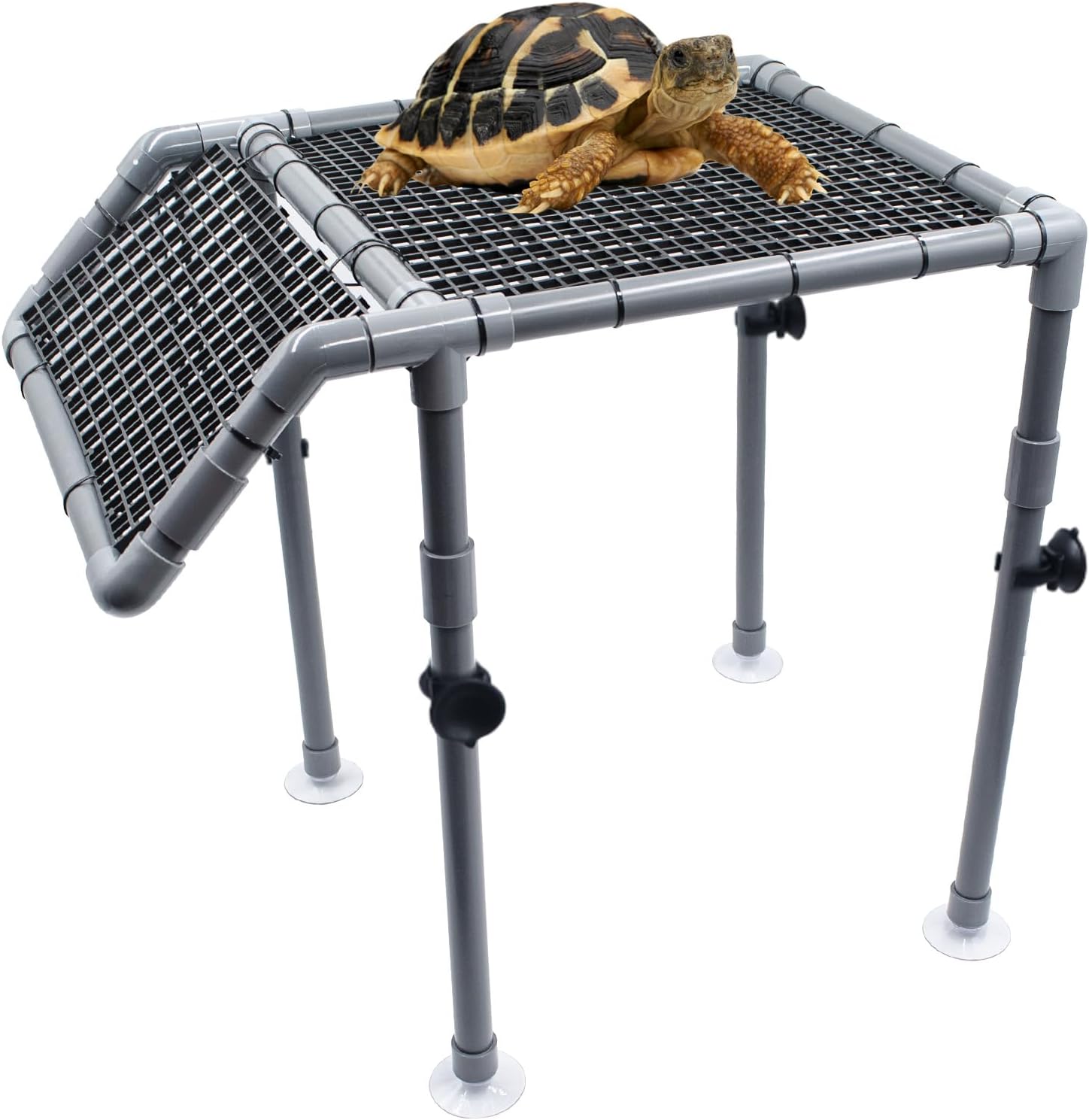 Turtle Tank Accessories, Plastic Basking Platform with Ramp and Suction Cups, Turtle Dock, Basking Platform for Aquatic Turtles, Tortoise Habitat Aquarium Accessories