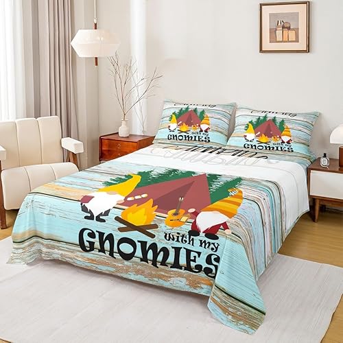 Vista 34 de Erosebridal Juego de sábanas de Happy Camping King, accesorios para cámper para niños, adolescentes y adultos, sábana bajera ajustable de dibujo