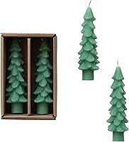 Vista 24 de Creative Co-Op Velas cónicas en forma de árbol sin perfume, color beige ponche de huevo, juego de 2 en caja