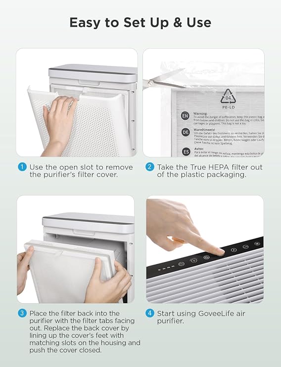 GoveeLife Smart Air Purifier H712C Bundle with Air Purifier Replacement Accessories for H7124,H712C
