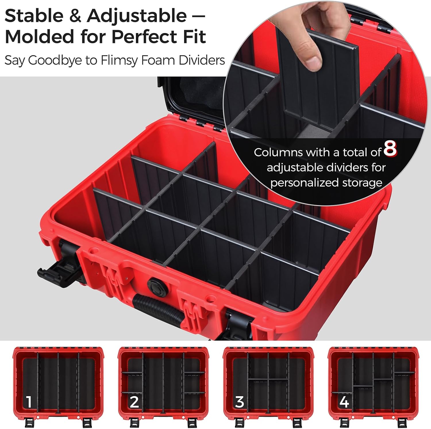 Case for Milwaukee Battery – Waterproof Extra Large Hard Storage Box with 8 Adjustable One-Piece Molded Dividers, Heavy Duty Protective Organizer for Milwaukee Battery & Charger
