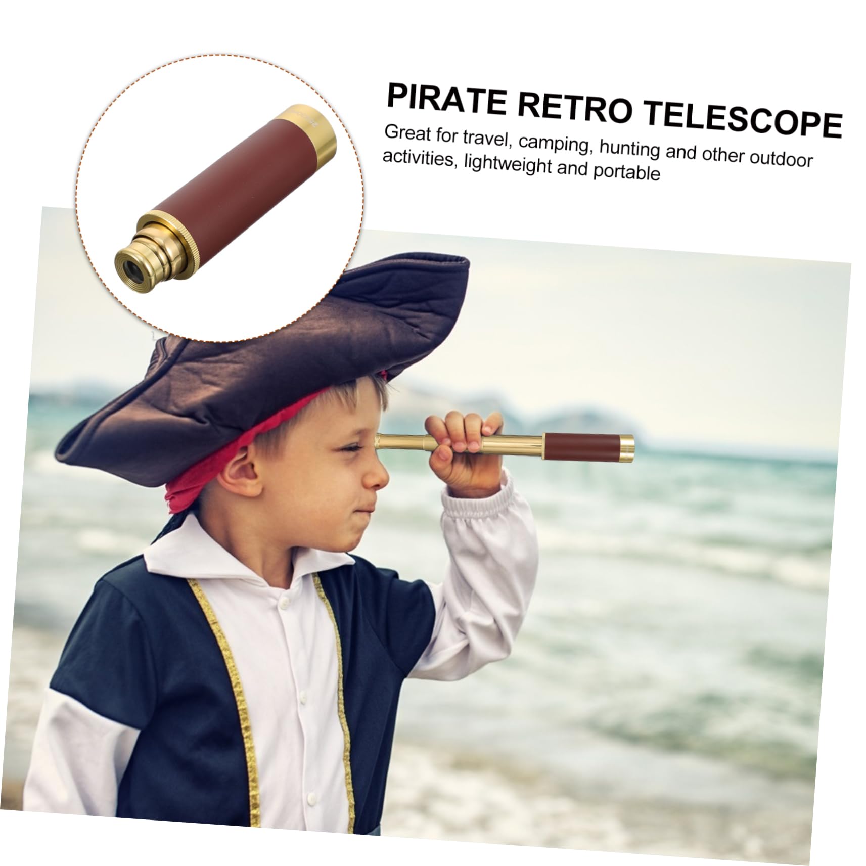 Telescopio Pirata Retro 25x30 de Cobre, Monocular Portátil
