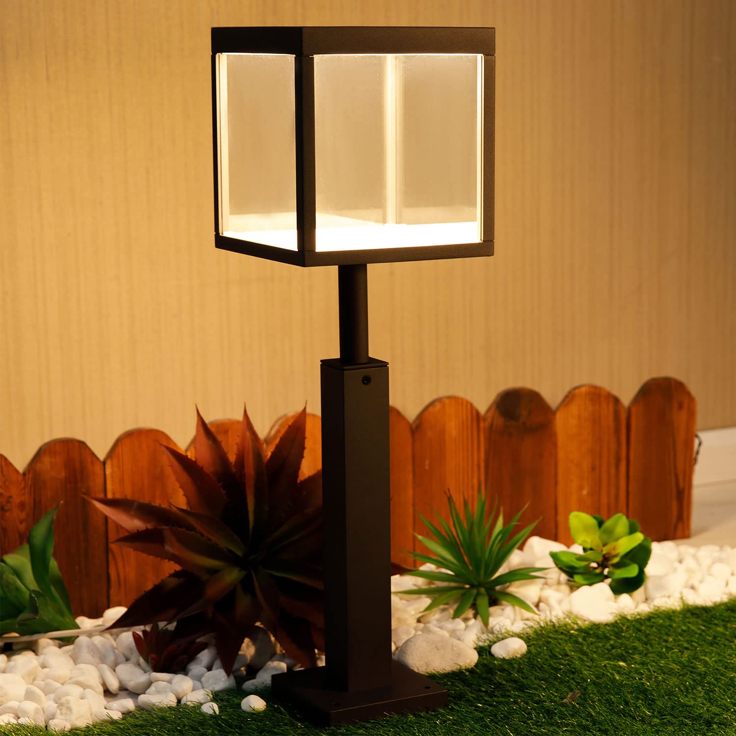 Lámpara de Camino de jardín con bolardo, luz LED Moderna para Camino de Entrada, césped, 23,6 Pulgadas, 120 V, Cableada para decoración de Patio, jardín, 13 W, 800 LM