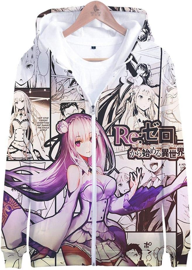 Siawasey Anime Re:Zero Kara Hajimeru Isekai Seikatsu Hoodie Rem Jacket Hoody Pullovers Sweatshirt Fleeces Costume
