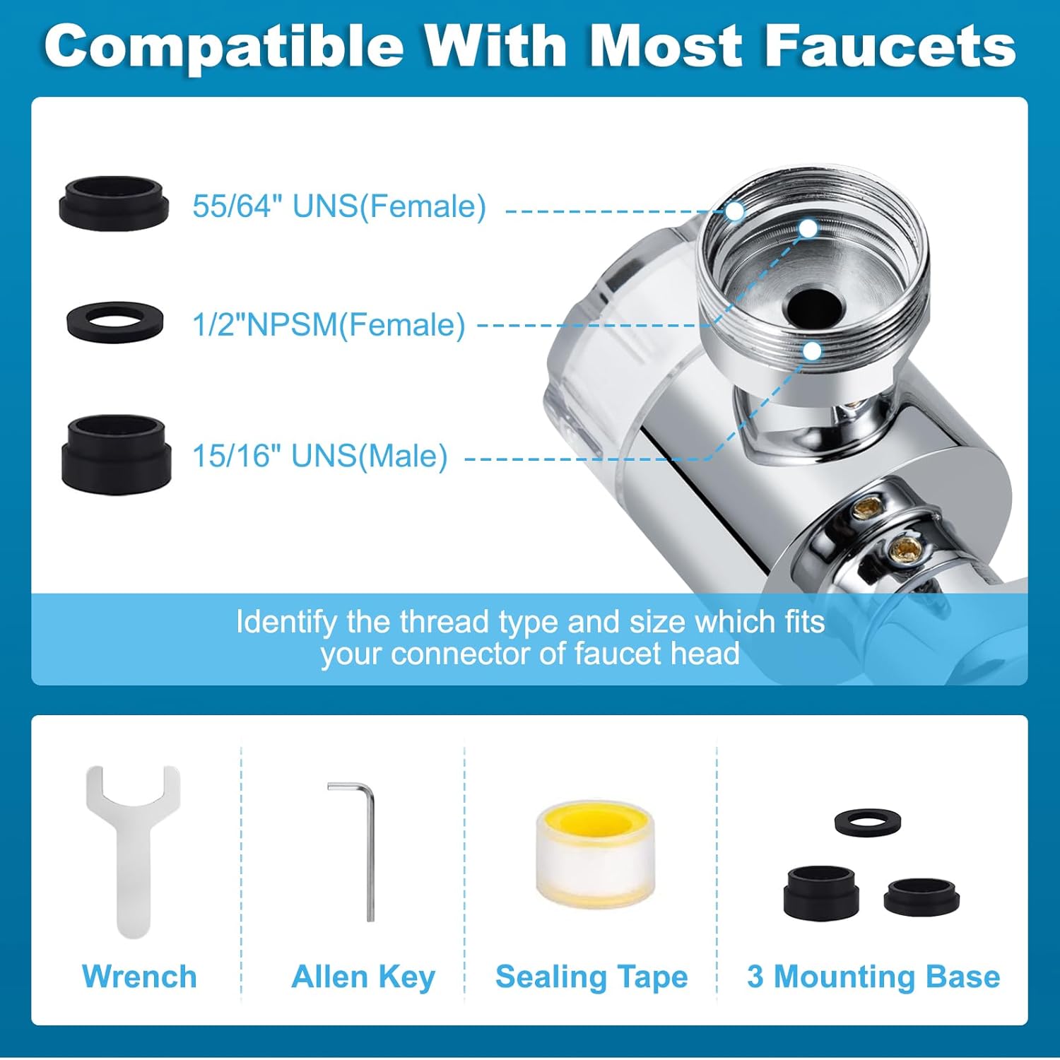 1440º Sink Water Filter Faucet Extender Telescopic, Splash-proof Sink Faucet Extender with Filter, Reduce 99% Chlorine, 2 Modes Spray Attachment for Kitchen/Bathroom/Toddlers, 8Pcs Replacement Filter