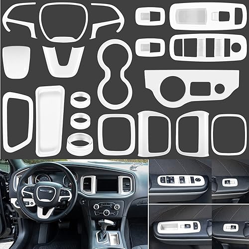 LAIKOU Juego completo de 20 piezas de accesorios interiores para Dodge Charger 2015-2024  Interruptores de control de elevación de la ventana de los
