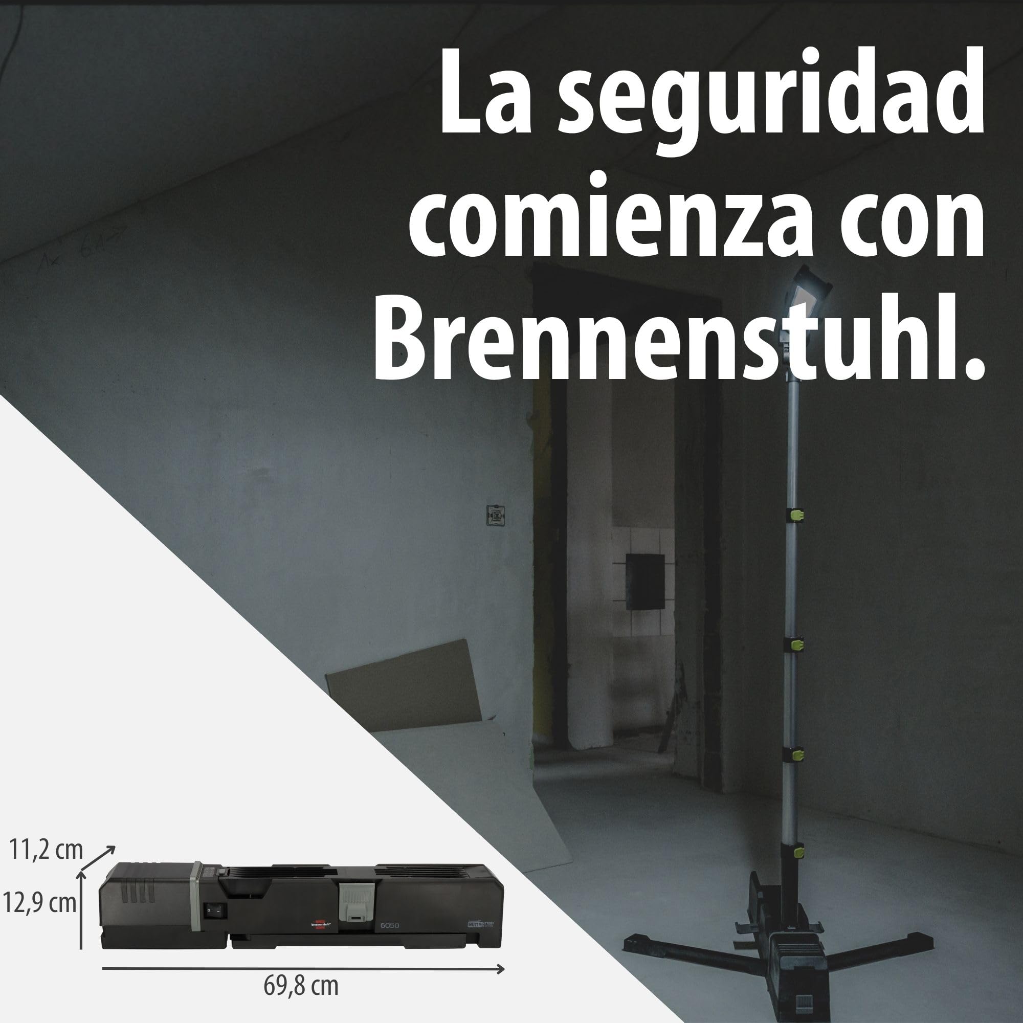 Brennenstuhl Multi Battery foco LED con trípode 6050 MA (7700lm, IP54, altura ajustable hasta 140cm, compatible con baterías de 18V de 10 fabricantes diferentes, sin batería)