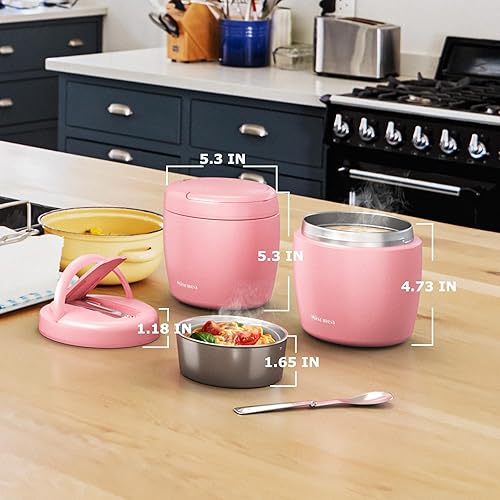 Miniatura 18 de Termo para comida caliente, 32 onzas, tarro de comida aislado al vacío para adultos, de acero inoxidable, termo de boca ancha, a prueba de fugas