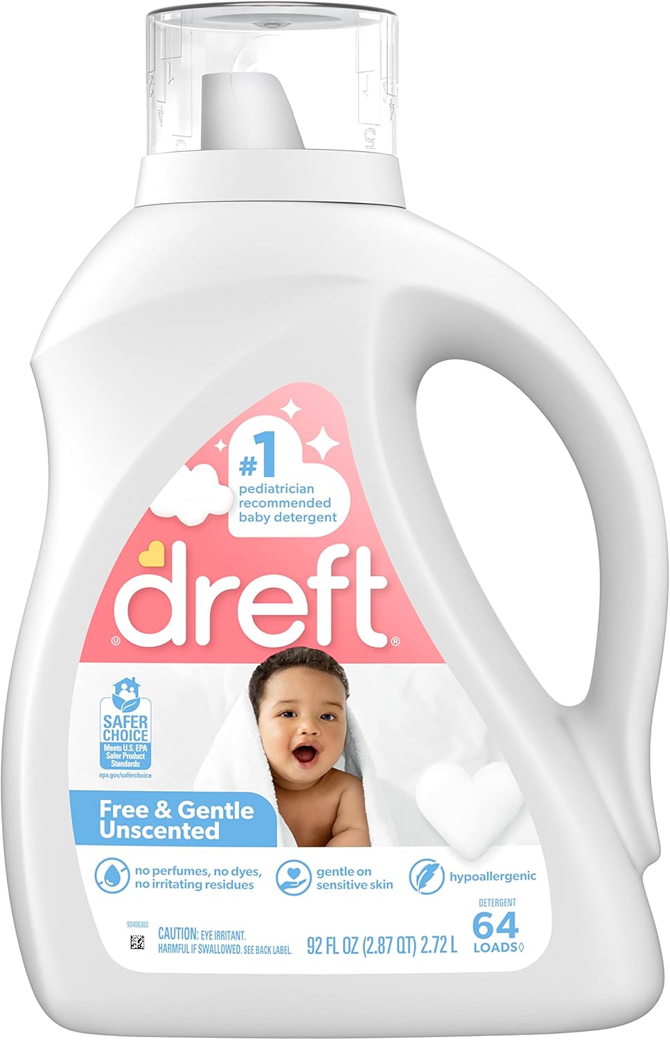 Dreft Liquid Laundry Baby Detergent Unscented 92 fl oz 64