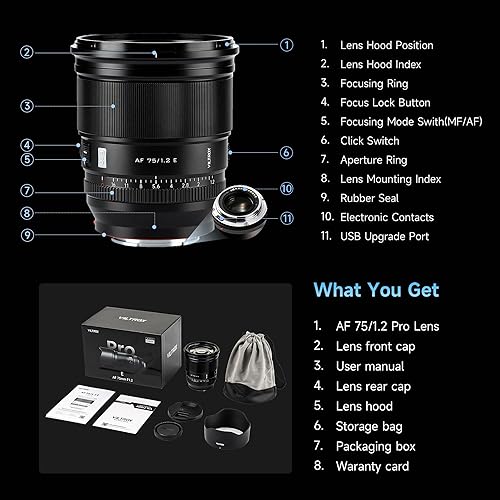 Miniatura 8 de VILTROX PRO - Lente AF de 2.953 in f1.2 para Sony E-Mount, Ultra F1.2 gran angular APS-C Auto Focus Prime Lente compatible con cámaras Sony E-Mount