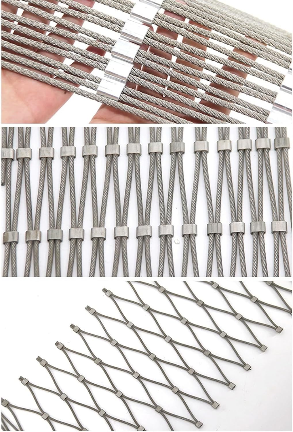 304 Stainless Steel Climbing Net Garden Safety Fence for Plants Pet Barrier Ideal for Football Field Zoo Balcony (1.2x30m)