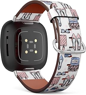 CJBROES Replacement Leather Watch Band, Compatible with Fitbit Versa 3 and Fitbit Sense of Wristband Bracelet Accessory - Graphic Fashion