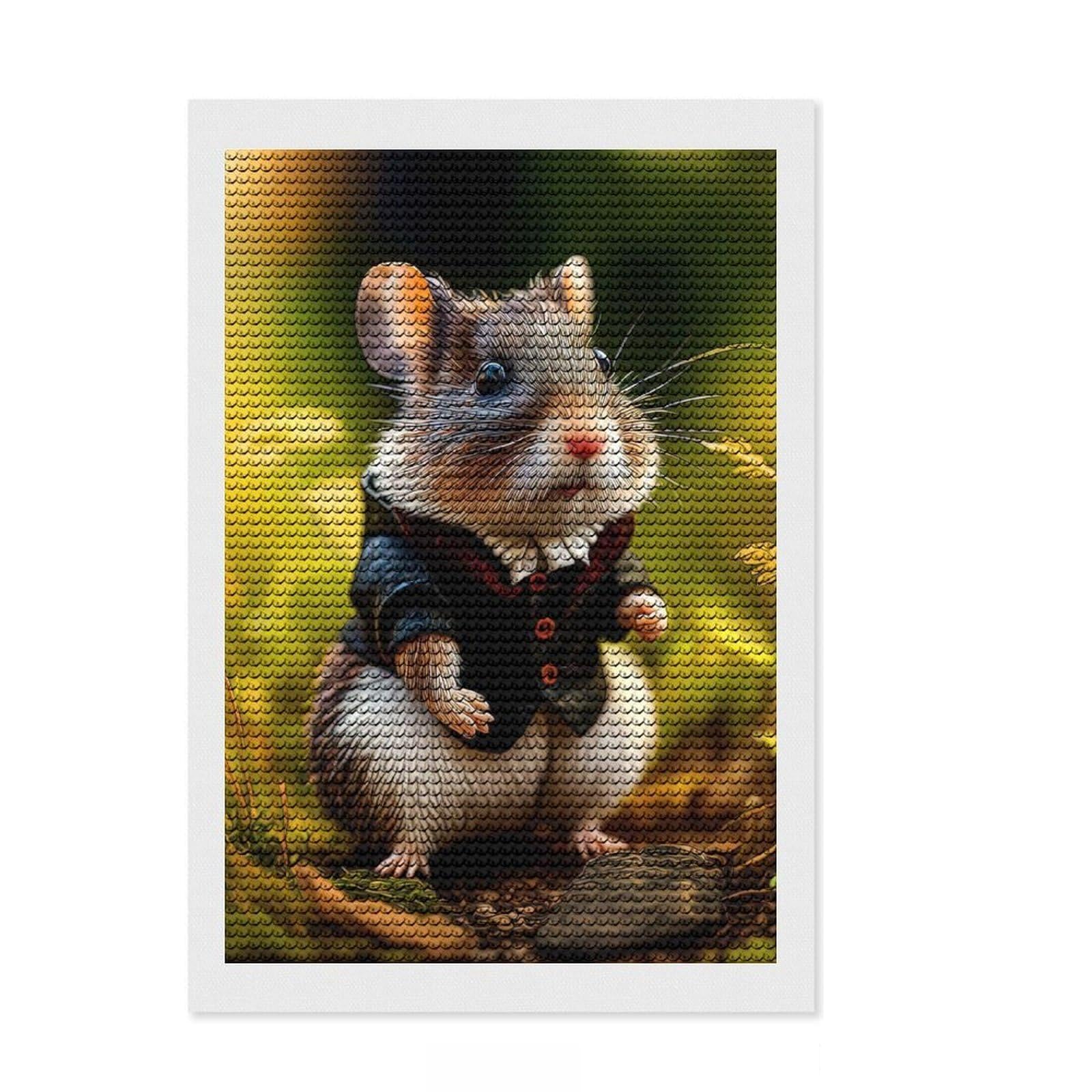 Junmoney Mouse Diamond Art Canvas 8"x12", for Family Craft Time, Neat Printed Canvas, Festive Craft Gift, Boho Decor