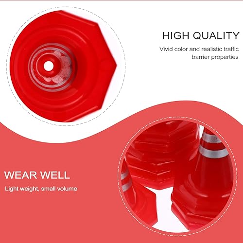 Miniatura 3 de TOYANDONA 10 mini conos de tráfico, 1.1 pulgada de plástico para jugar, señales de tráfico, conos de seguridad, mini señales de tráfico, juguete