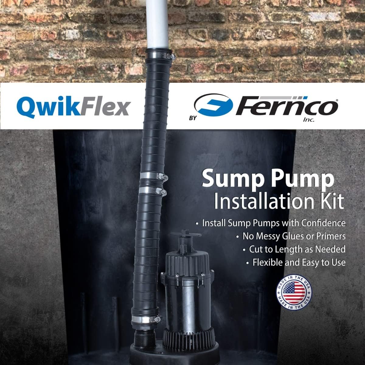 Fernco QwikFlex 24-in. Threaded Sump Pump Check Valve Installation Kit for Offset or Hard To Reach 1-1/2-in. Pipe Connections