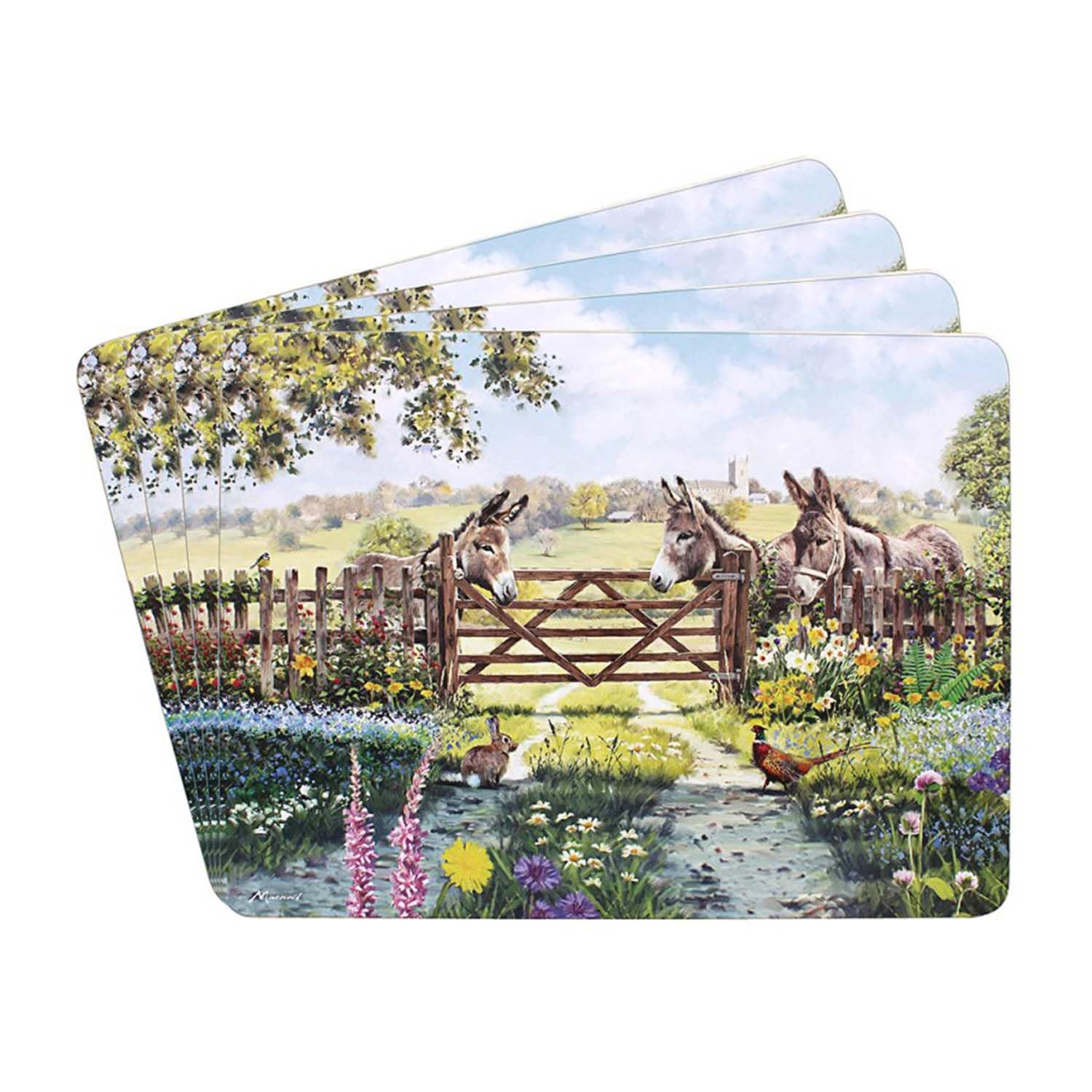 Placemat Set Of 4 Donkey Farm Mcneil Studios Non Slip Cork Back Table Placemats from B&Q