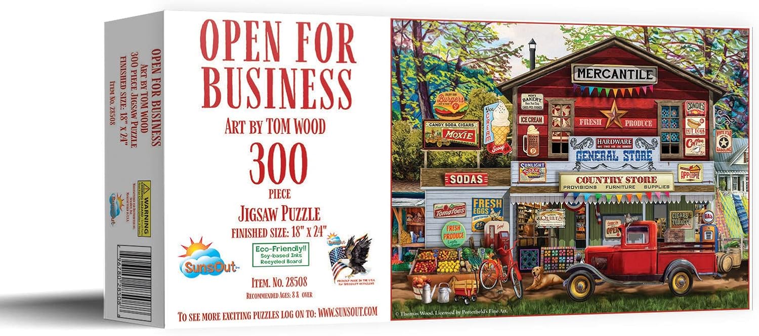SUNSOUT INC - Open for Business - 300 pc Jigsaw Puzzle by Artist: Tom Wood - Finished Size 18" x 24" - MPN# 28508