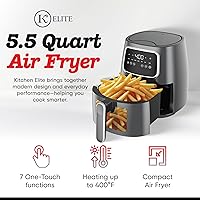 Vista 3 de Kitchen Elite Freidora de aire digital de 5.5 cuartos de galón, cocina de encimera con pantalla LED, ajustes preestablecidos para freír al aire