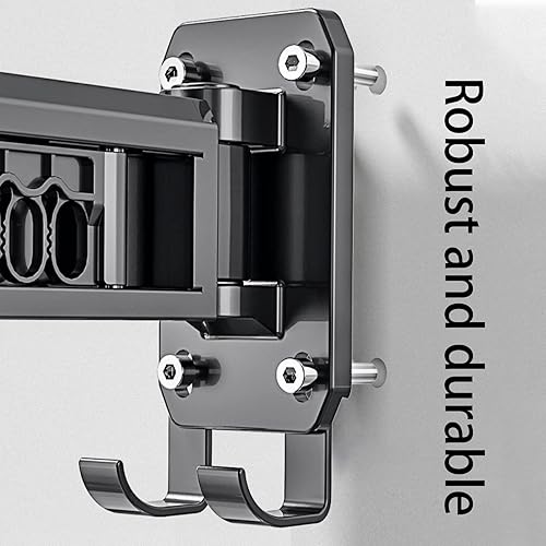 Miniatura 6 de SKIITOON Estante de secado montado en la pared gancho retráctil para ropa barra de aluminio giratoria de 360 soporte plegable para ropa para balcón