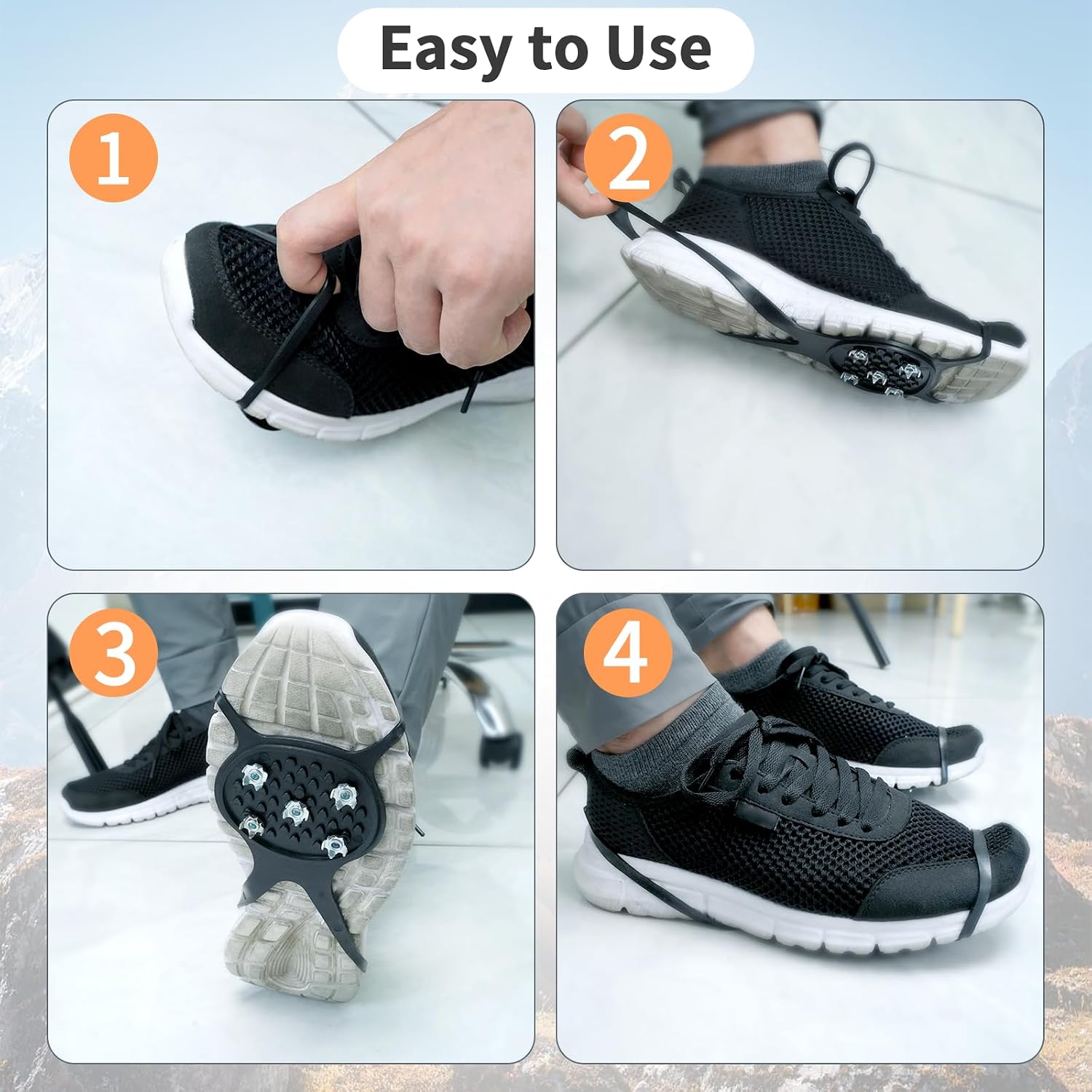 10 Pairs Universal Non-Slip Gripper Spikes, Snow Spikes for Hiking