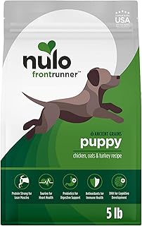 Nulo Frontrunner Puppy Food - High-Protein Chicken, Oats & Turkey Recipe Kibble, Natural Dry Dog Food with DHA, Ancient Grains, Probiotics, Taurine, Omega 3 for Small, Medium & Large Breeds, 25lb Bag