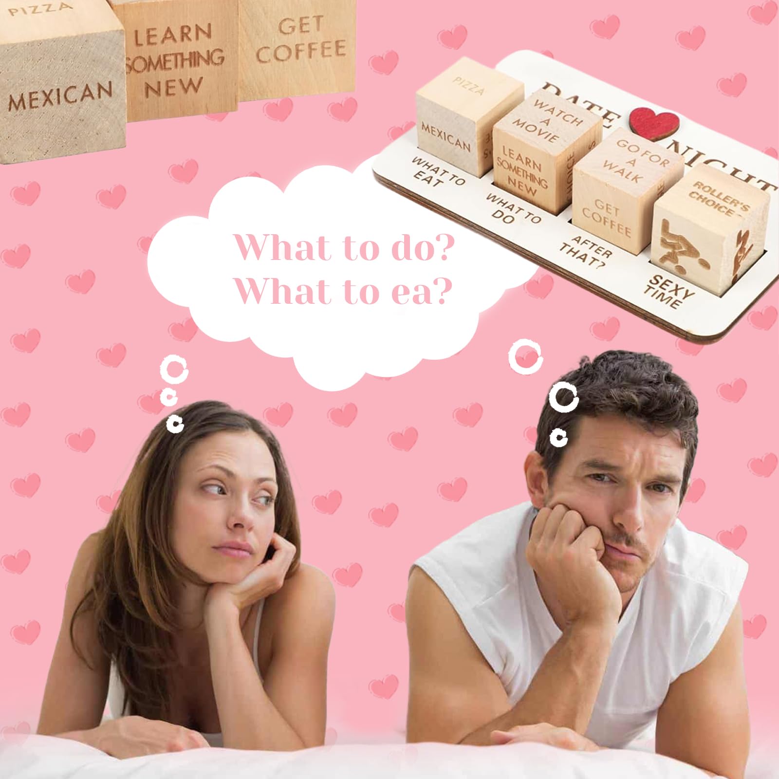 Dadi in legno per appuntamenti notturni, romantici, cosa fare, giochi di coppia con custodia, idee per appuntamenti notturni, novità azione decisionale giochi di dadi per lui e per lei San Valentino
