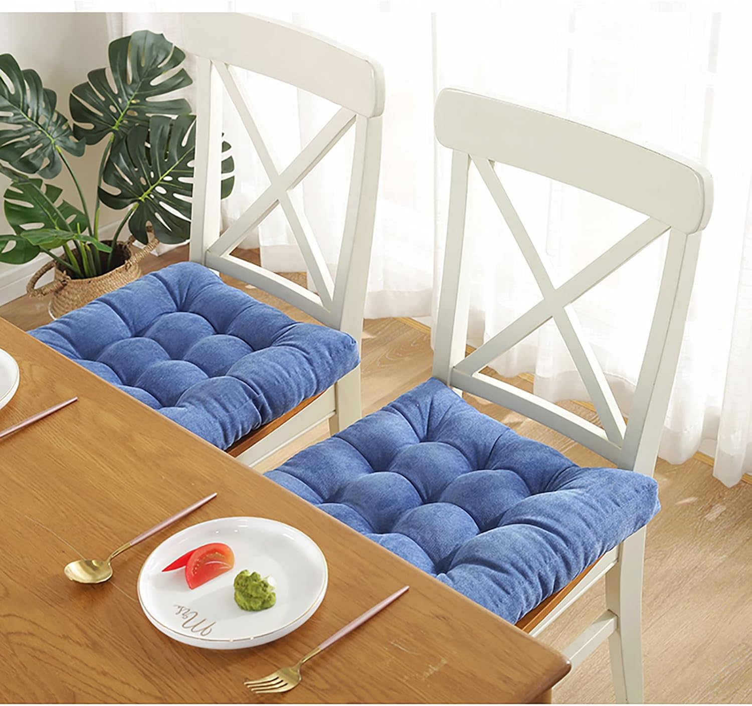 Thicken Tufted Cushion,Square Floor Pillow Corduroy Meditation Cushion Comfort Soft Tatami Seat Cushion,Reduces Pressure Chair Cushion Pads for Living Room Balcony Bay Window Yoga-Brown d 48x48cm(19x1