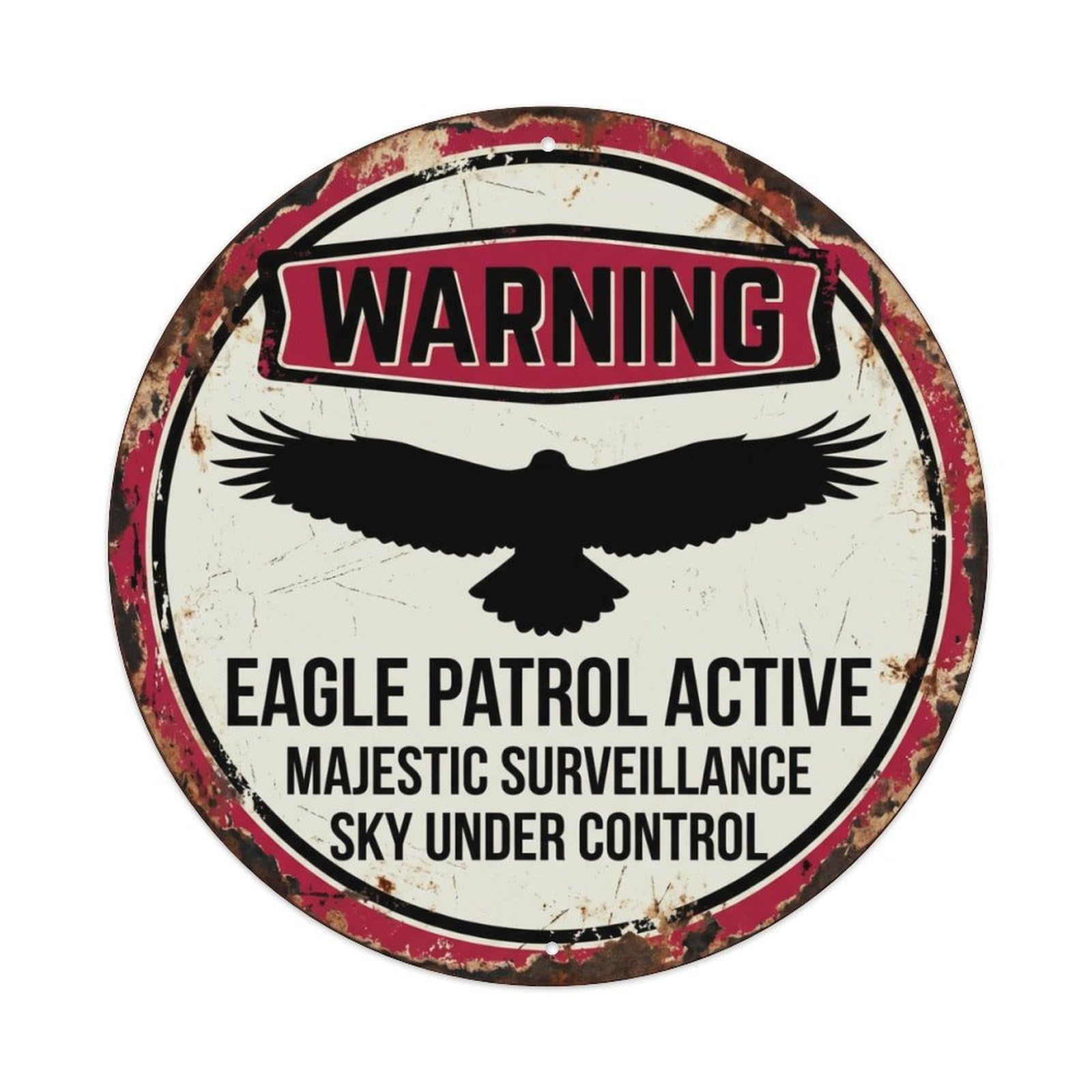 Dramatic Eagle Freedom Patrol Vintage Metal Tin Sign Plaque Wall Decor for Cafe, Club, Garden Round Metal Poster 8x8Inch