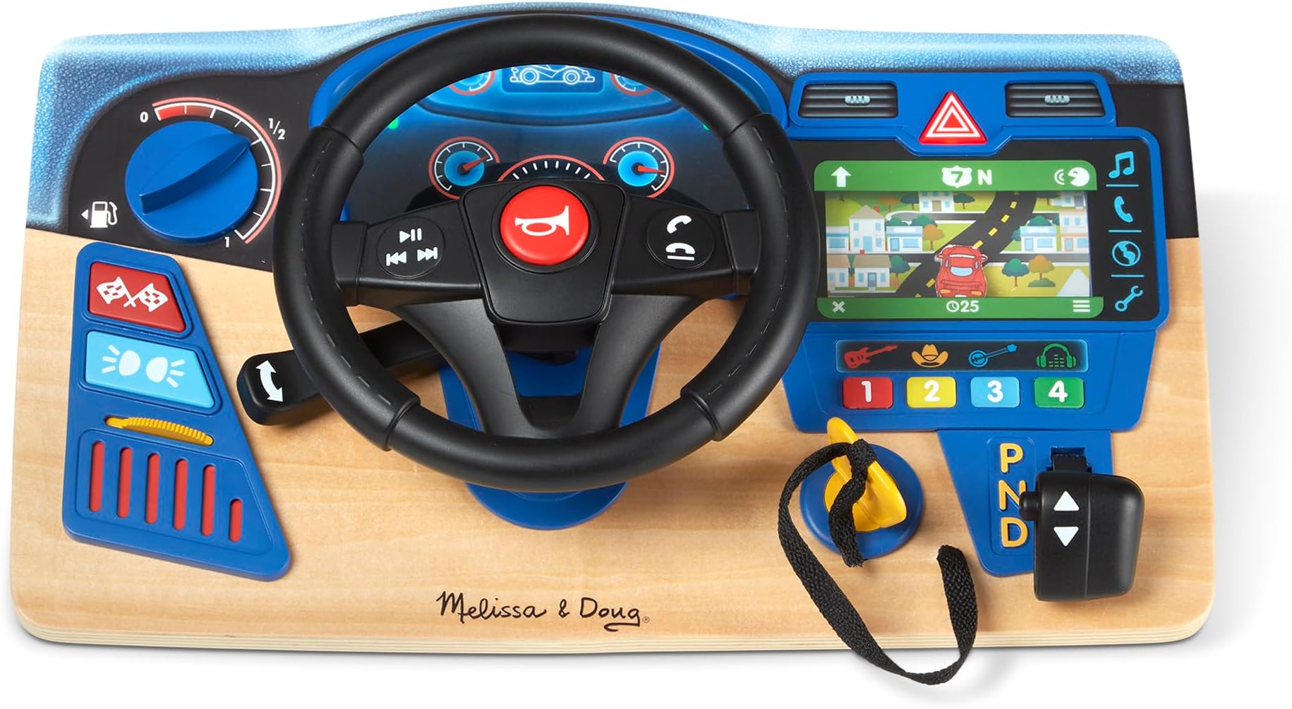 – Melissa & Doug Vroom & Zoom Interactive Dashboard – Realistic Steering Wheel Toy with Lights, Sounds, and Moving Parts – Pretend Play Driving Fun for Kids Ages 3+ | MD31705