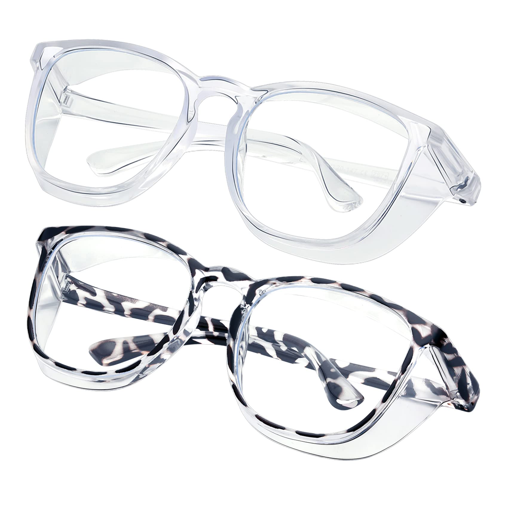 konqkin Safety glasses Goggles Nurses Protective Eyewear - Anti Fog Square Frame Stylish Clear Glasses for Women Men